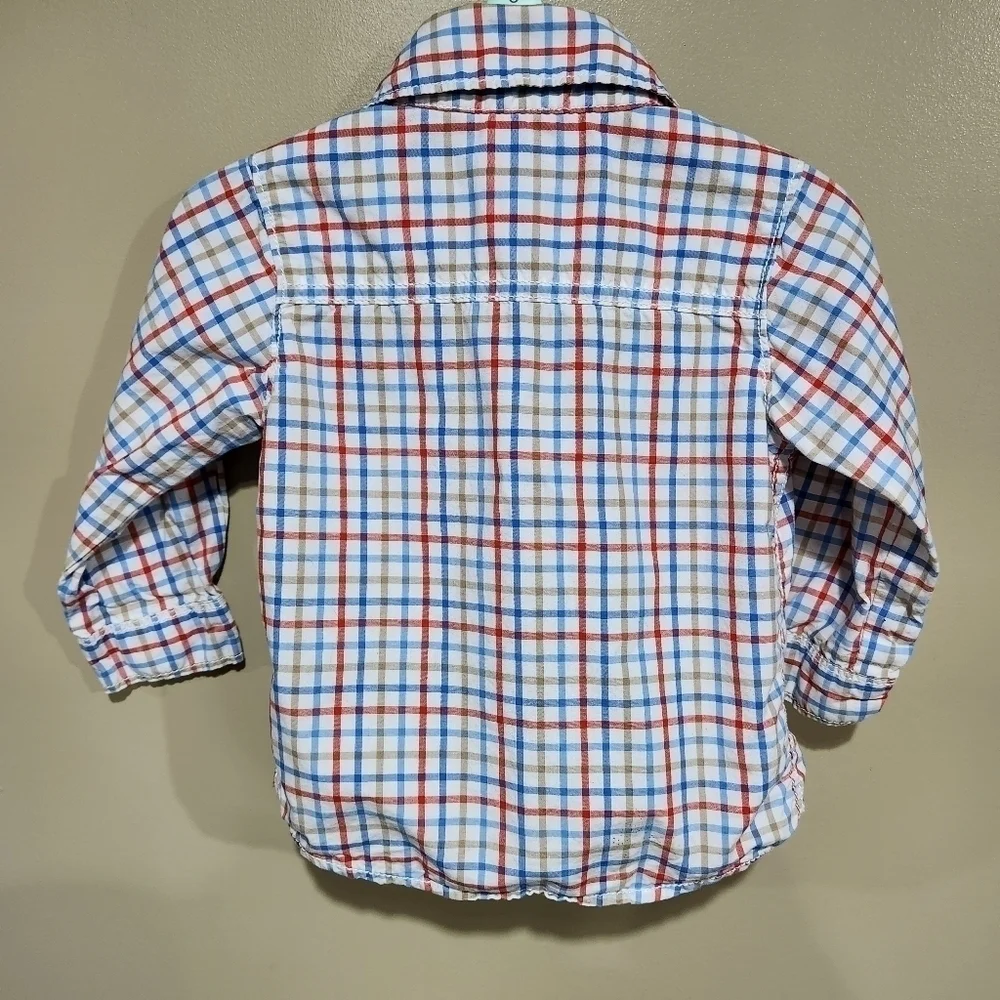 Carter's Toddler Boys Plaid Collared Button Down Dress Shirt, Size 12M